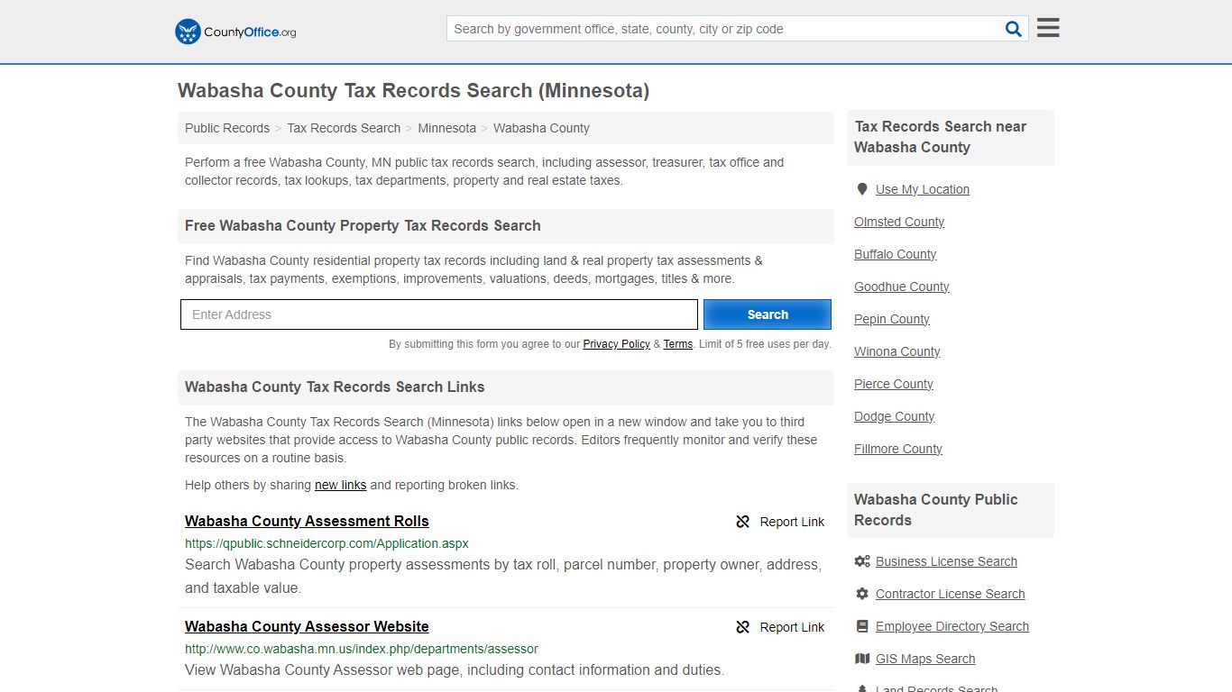 Wabasha County Tax Records Search (Minnesota) - County Office