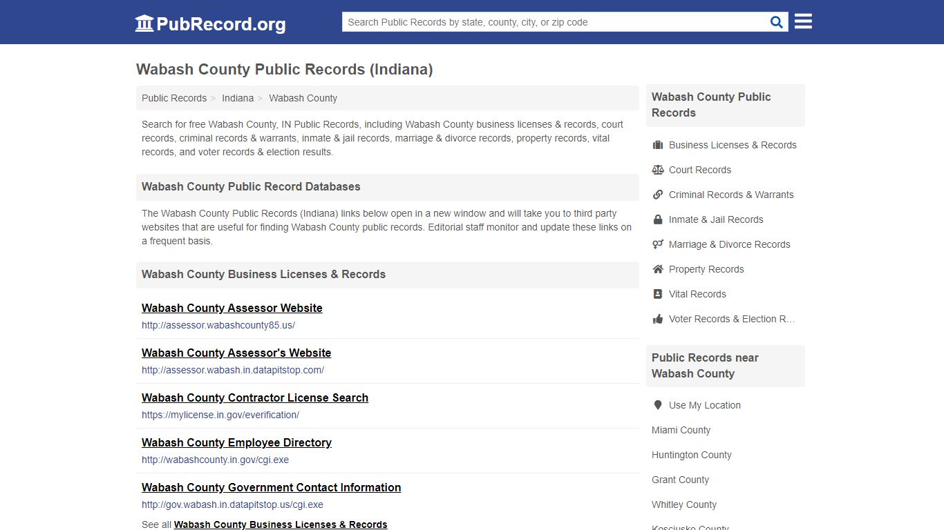 Free Wabash County Public Records (Indiana Public Records) - PubRecord.org